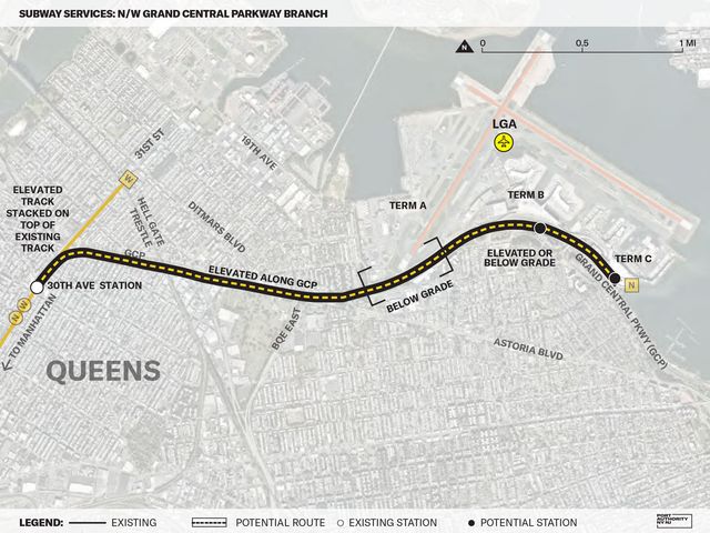 Rendering showing proposed map of transit option to Laguardia Airport